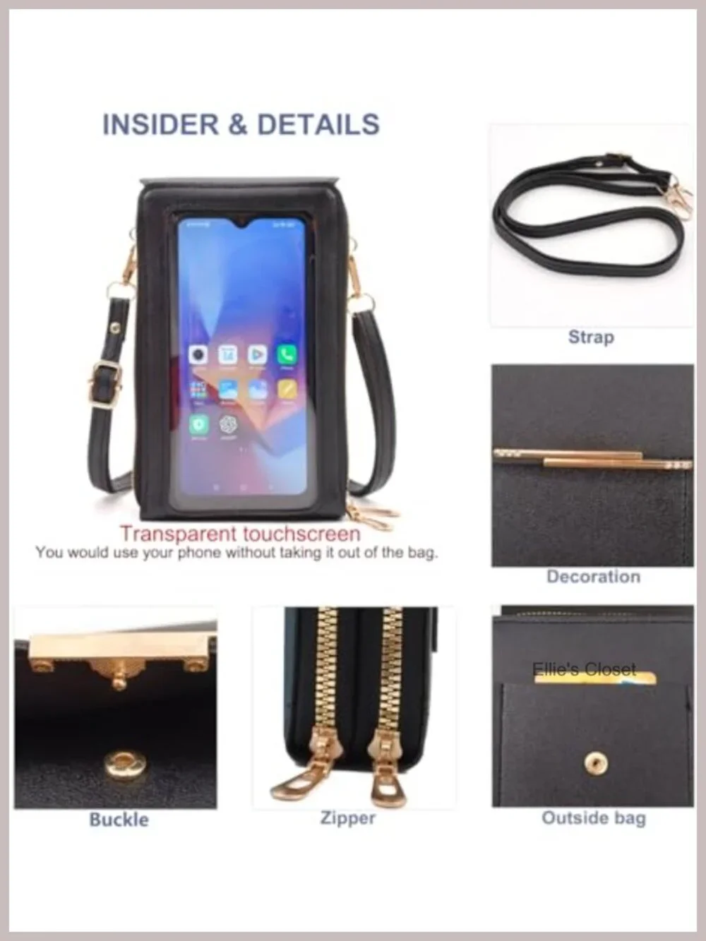 Small Crossbody Cell Phone Bag with Card Slots, Adjustable Strap, Faux Leather